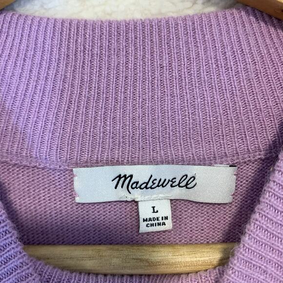 Soft Girl Clean Girl Madewell Wool Sweater Large Simple Mock Neck Violet Pink - Picture 3 of 6